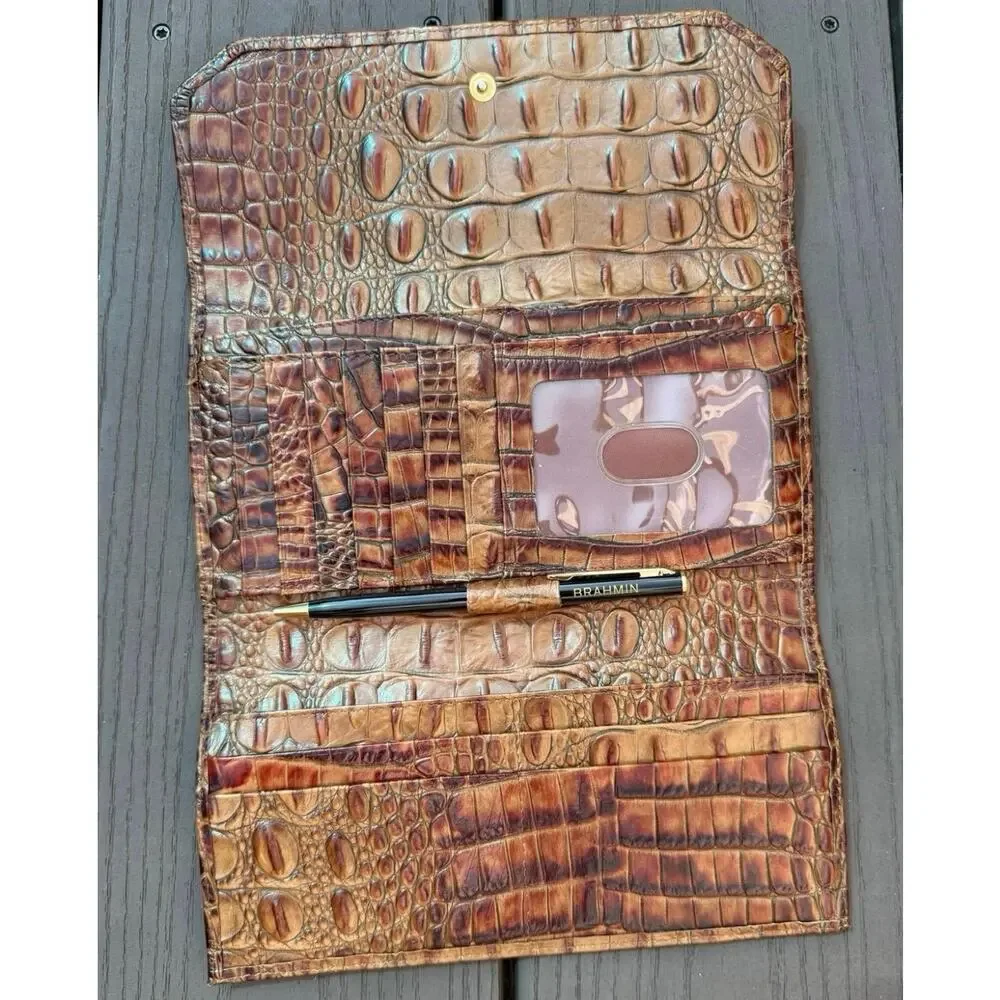 Brahmin Cordelia Pecan Melbourne Wallet With Brahmin Pen